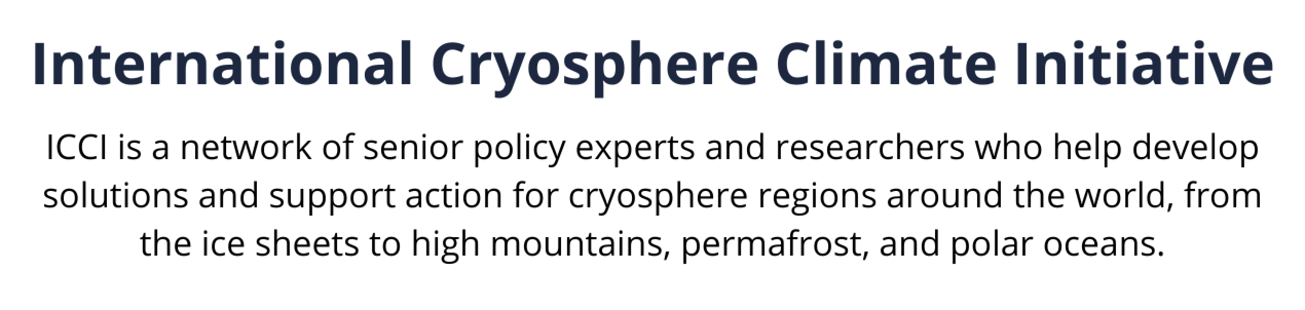 ICCI – International Cryosphere Climate Initiative